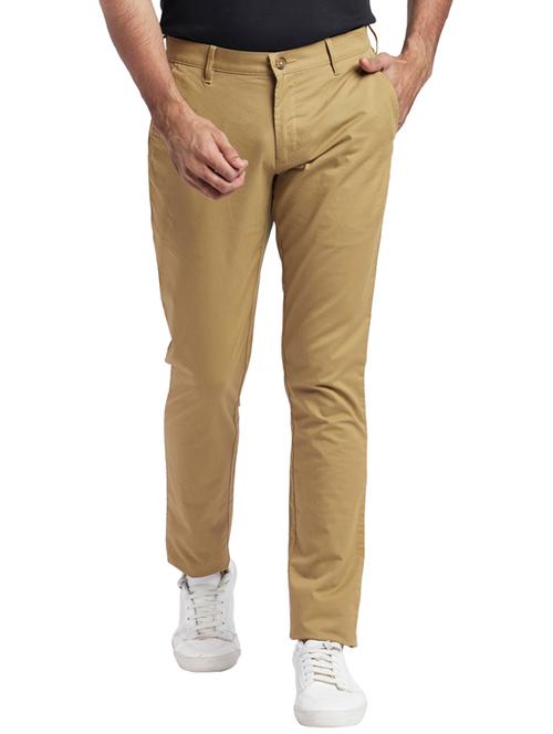 beige solid flat front casual trouser - 17765994 - Very Small Image - 1
