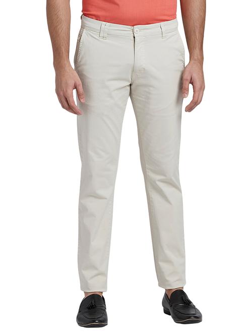 grey solid flat front casual trouser - 17766091 - Very Small Image - 1