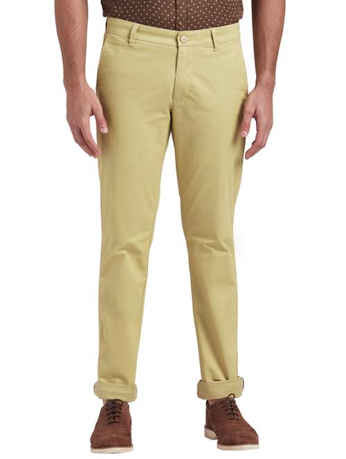 beige solid flat front casual trouser - 17766144 - Very Small Image - 1