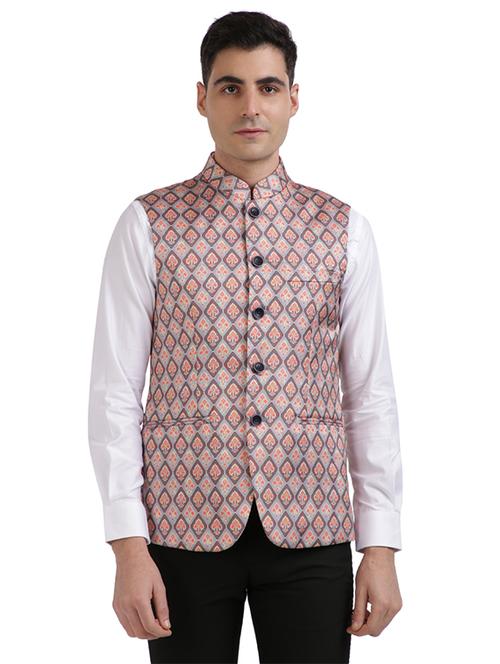 purple printed nehru jacket - 17766170 - Very Small Image - 1