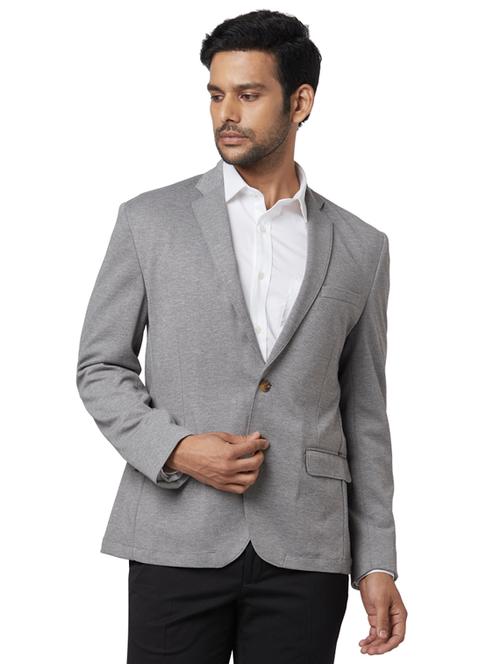 grey solid single breasted casual blazer - 17766173 - Very Small Image - 1