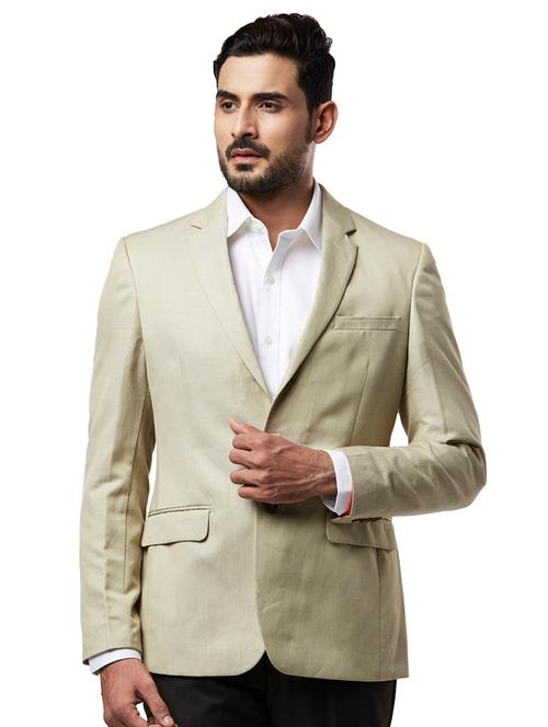 beige self design single breasted formal blazer - 17766201 - Very Small Image - 1