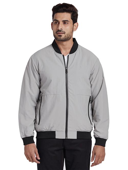 grey solid bomber jacket - 17766316 - Very Small Image - 1