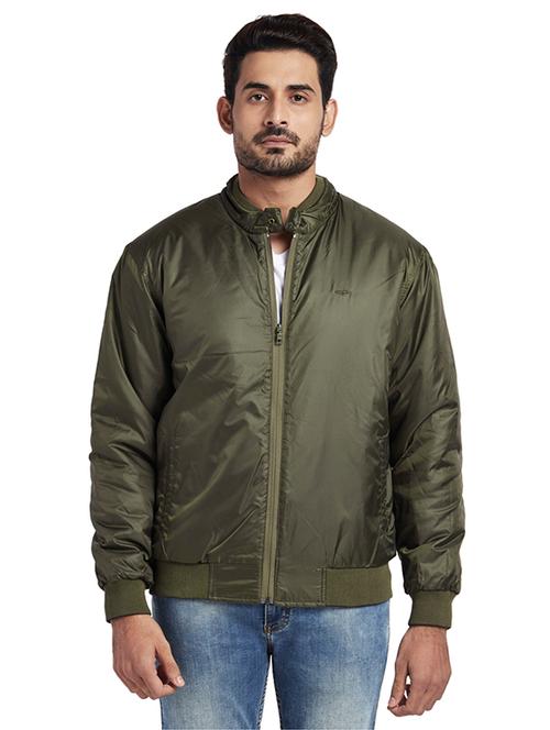 olive green solid casual jacket - 17766332 - Very Small Image - 1