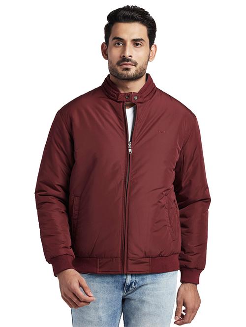 maroon solid casual jacket - 17766365 - Very Small Image - 1