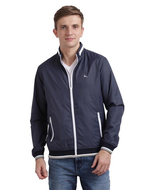 blue solid casual jacket - 17766442 - Very Small Image - 1