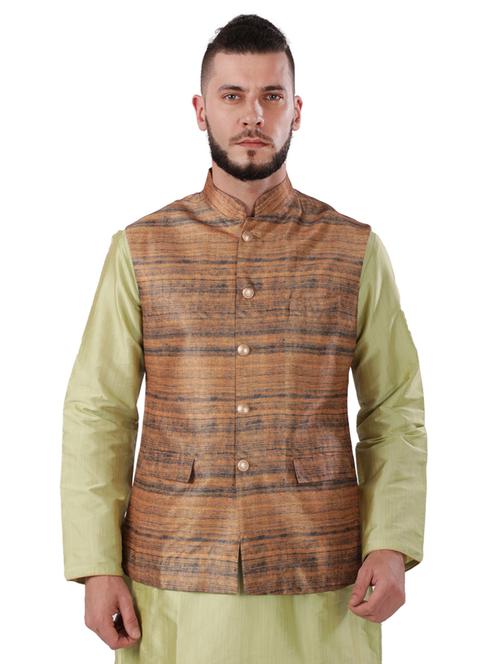 beige printed nehru jacket - 17766458 - Very Small Image - 1
