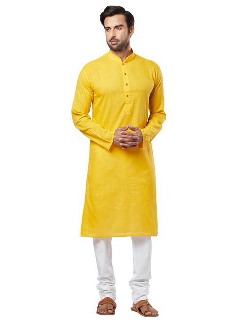 yellow solid null kurta - 17766558 - Very Small Image - 1