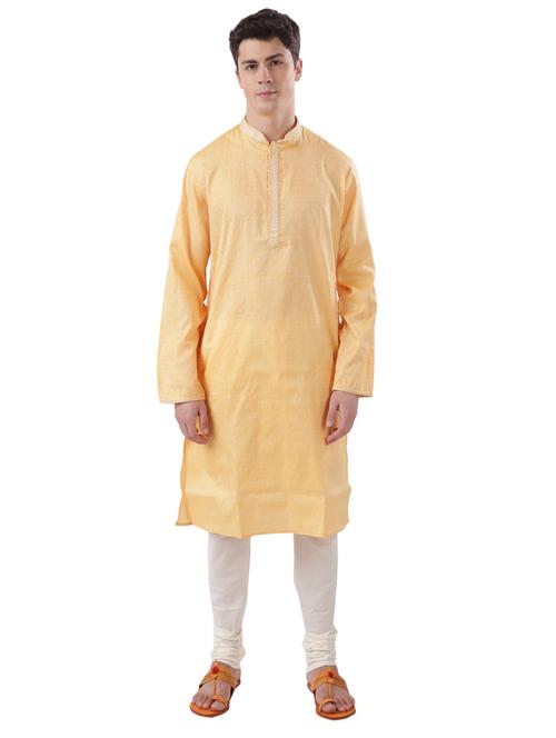 orange self design long kurta - 17766566 - Very Small Image - 1