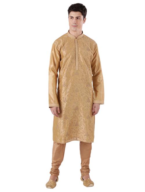 beige self design long kurta - 17766577 - Very Small Image - 1