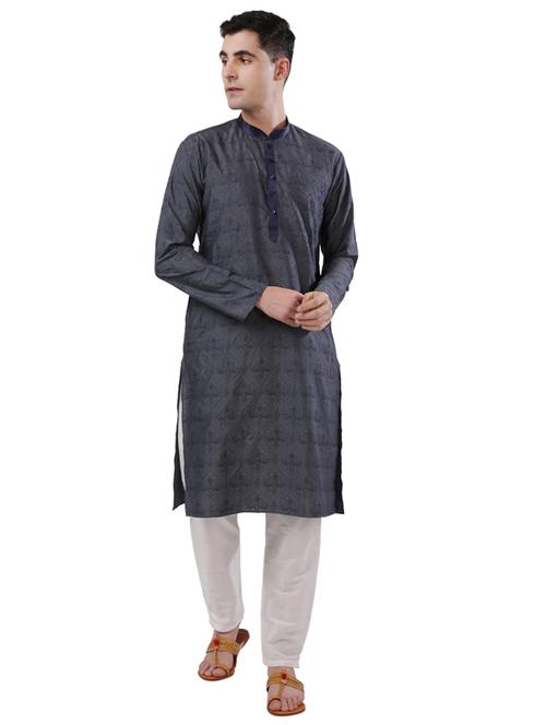 grey embroidered long kurta - 17766615 - Very Small Image - 1