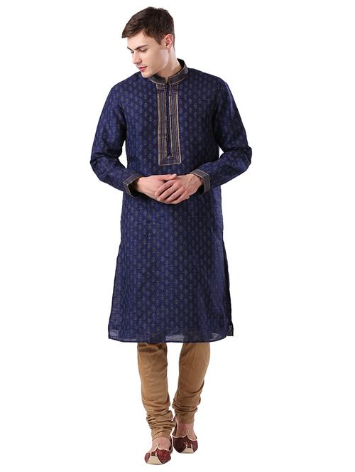 navy blue printed long kurta - 17766616 - Very Small Image - 1