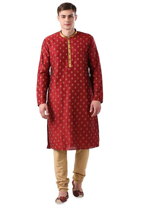 maroon embroidered long kurta - 17766619 - Very Small Image - 1