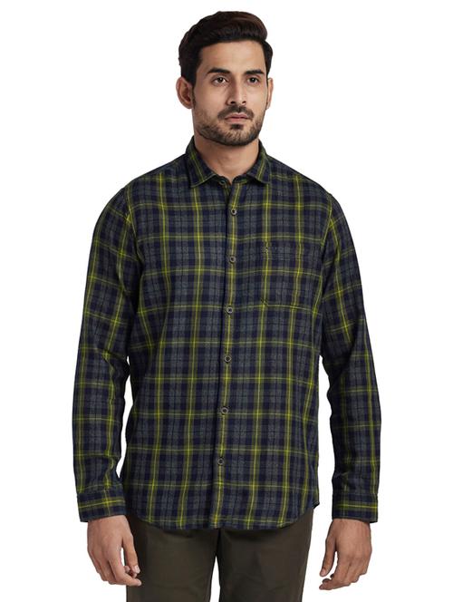 navy blue checkered casual shirt - 17766635 - Very Small Image - 1