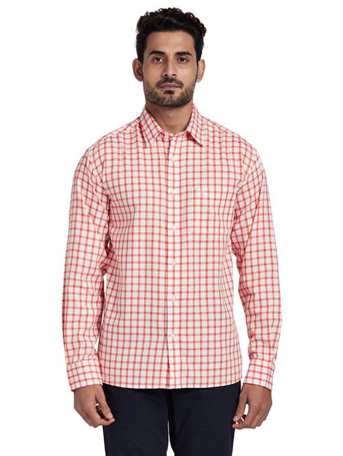 orange checkered casual shirt - 17766657 - Very Small Image - 1