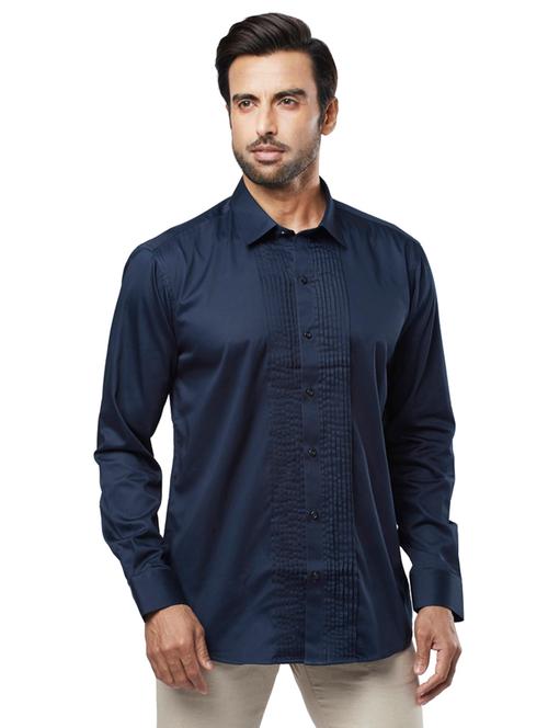navy blue solid formal shirt - 17766668 - Very Small Image - 1