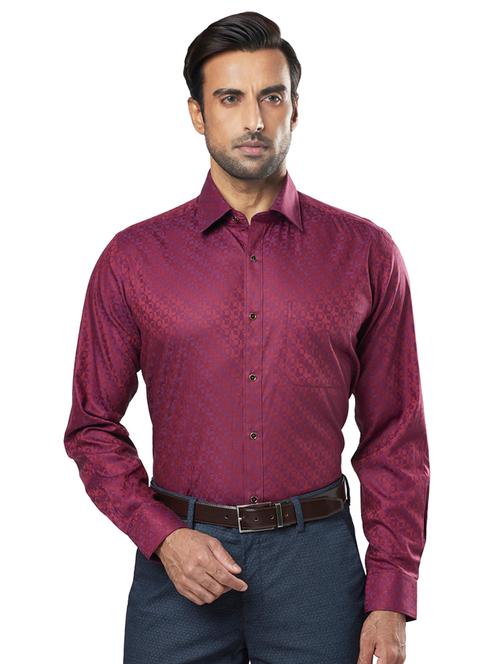 maroon self design formal shirt - 17766698 - Very Small Image - 1