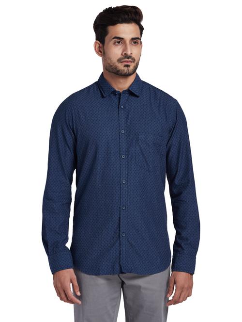 navy blue checkered casual shirt - 17766800 - Very Small Image - 1