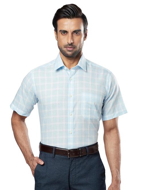 light blue checkered formal shirt - 17766825 - Very Small Image - 1
