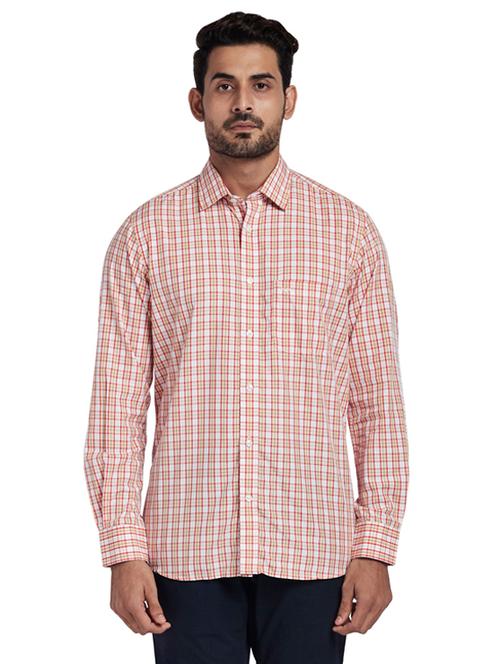 orange checkered casual shirt - 17766844 - Very Small Image - 1