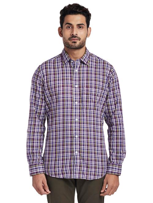 purple checkered casual shirt - 17766858 - Very Small Image - 1