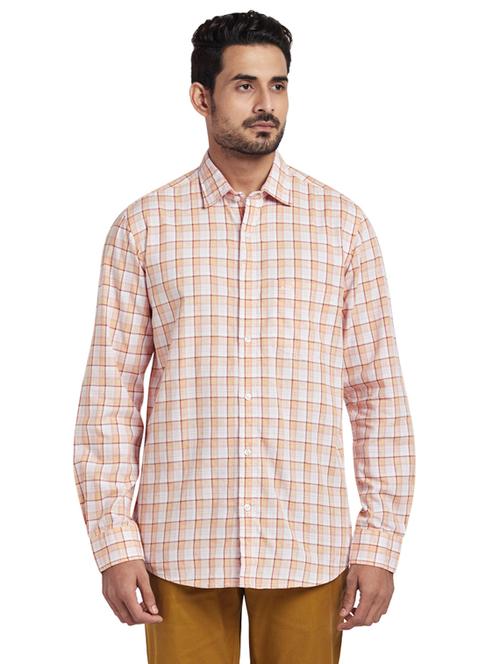orange checkered casual shirt - 17766860 - Very Small Image - 1