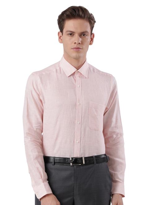 orange self design linen formal shirt - 17766872 - Very Small Image - 1