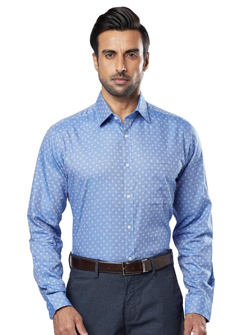 blue printed formal shirt - 17766905 - Very Small Image - 1
