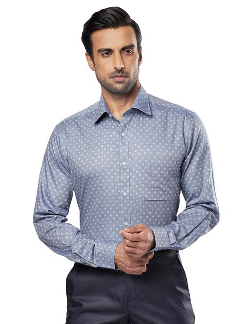 blue printed formal shirt - 17766907 - Very Small Image - 1