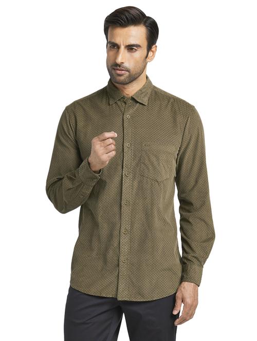 olive green printed casual shirt - 17766921 - Very Small Image - 1