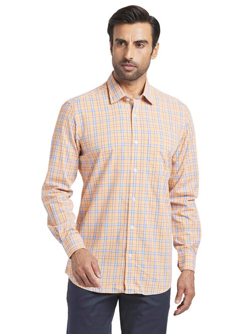 orange checkered casual shirt - 17766927 - Very Small Image - 1