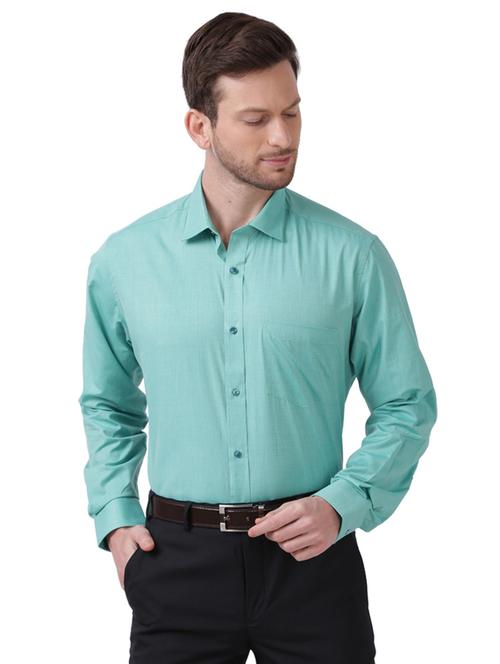 green solid formal shirt - 17766939 - Very Small Image - 1