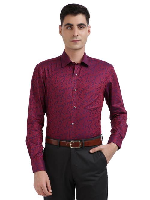maroon self design formal shirt - 17766977 - Very Small Image - 1