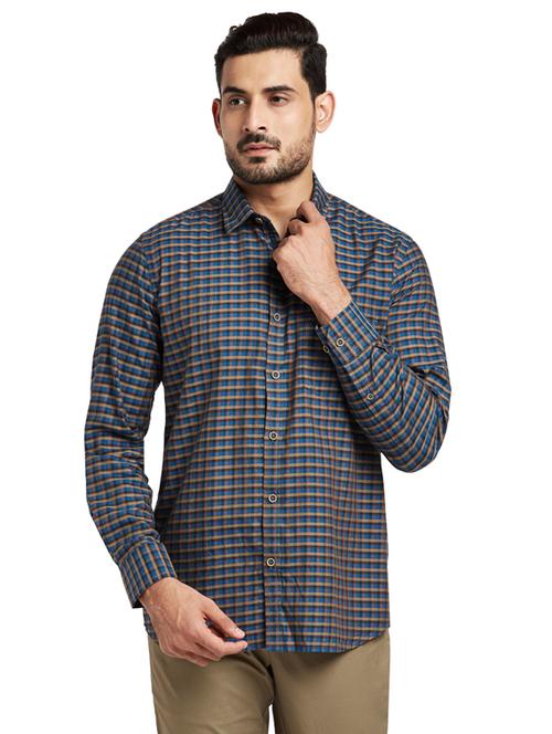 blue checkered casual shirt - 17767019 - Very Small Image - 1