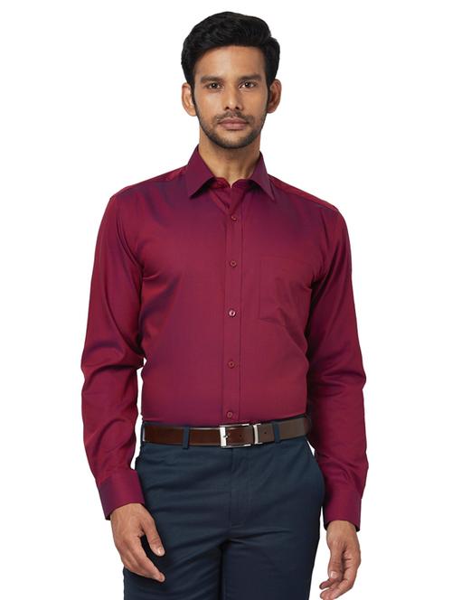 maroon self design formal shirt - 17767030 - Very Small Image - 1