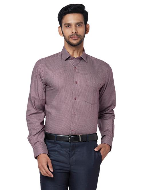 maroon checkered formal shirt - 17767046 - Very Small Image - 1