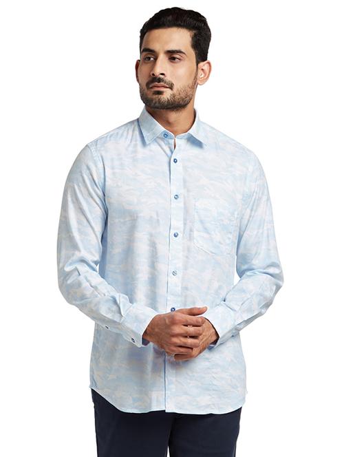 light blue printed casual shirt - 17767051 - Very Small Image - 1