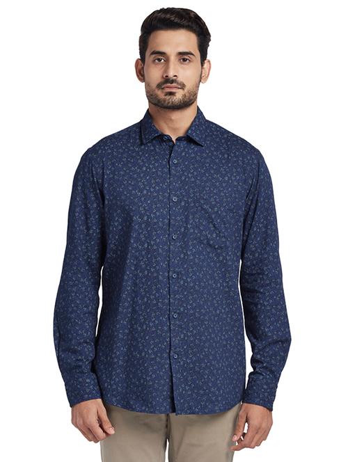 navy blue printed casual shirt - 17767065 - Very Small Image - 1