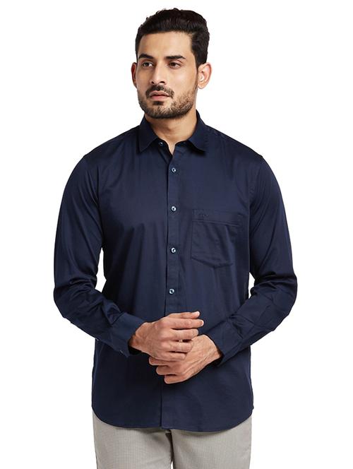 navy blue solid casual shirt - 17767081 - Very Small Image - 1