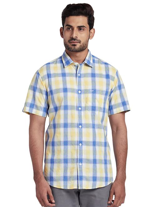 yellow checkered casual shirt - 17767236 - Very Small Image - 1