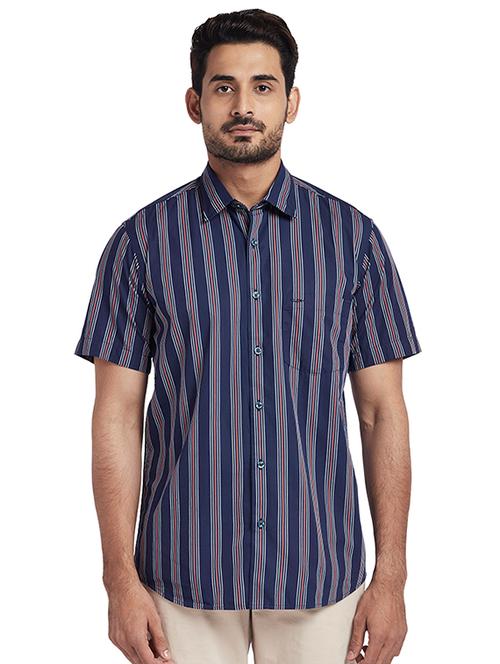 navy blue striped casual shirt - 17767314 - Very Small Image - 1