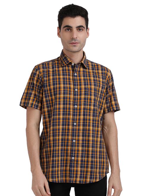 orange checkered casual shirt - 17767323 - Very Small Image - 1