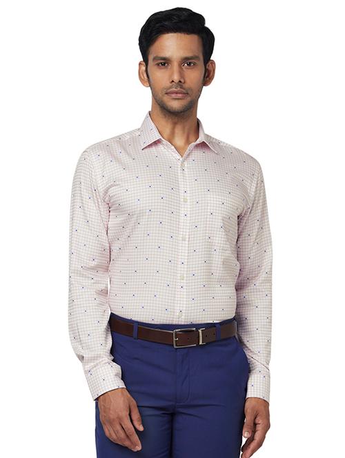 cream checkered formal shirt - 17767324 - Very Small Image - 1