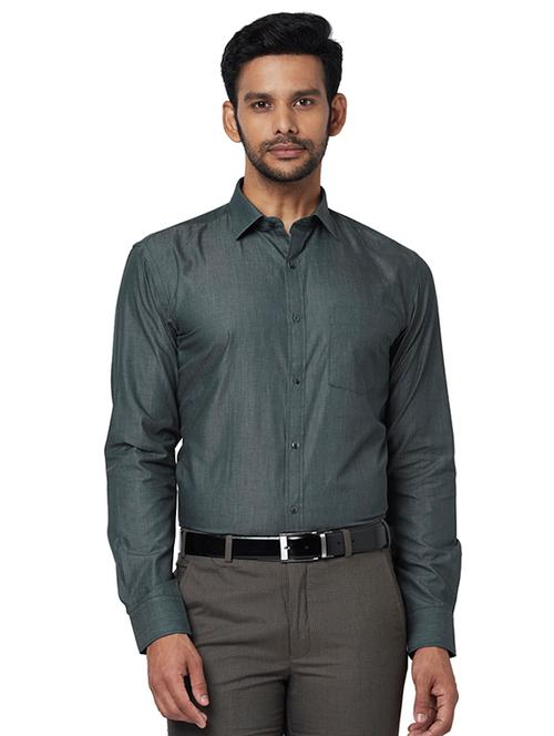 grey solid formal shirt - 17767327 - Very Small Image - 1