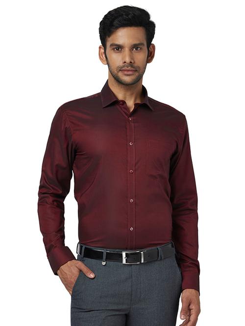 maroon solid formal shirt - 17767334 - Very Small Image - 1