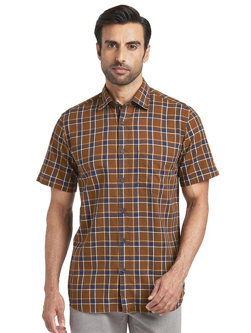brown checkered casual shirt - 17767359 - Very Small Image - 1