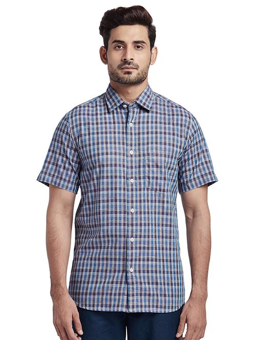 blue checkered casual shirt - 17767372 - Very Small Image - 1
