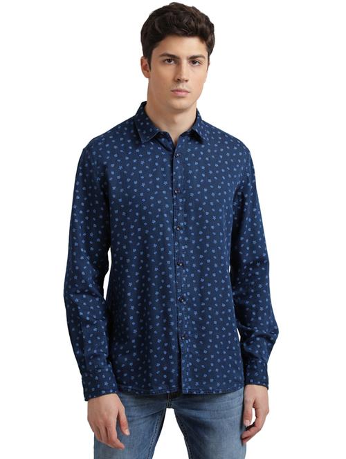 blue floral casual shirt - 17767469 - Very Small Image - 1