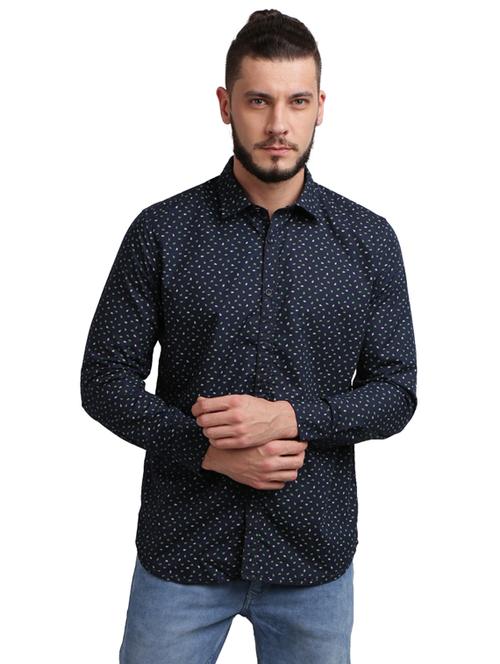 blue printed casual shirt - 17767540 - Very Small Image - 1