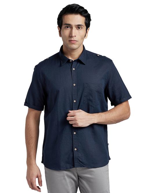 blue solid casual shirt - 17767545 - Very Small Image - 1